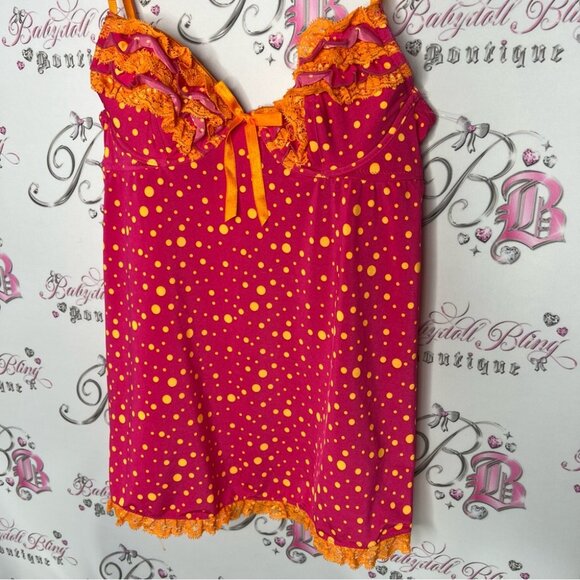 Victoria secret babydoll sexy little things 2000s vintage pink orange polkadot - Picture 6 of 12